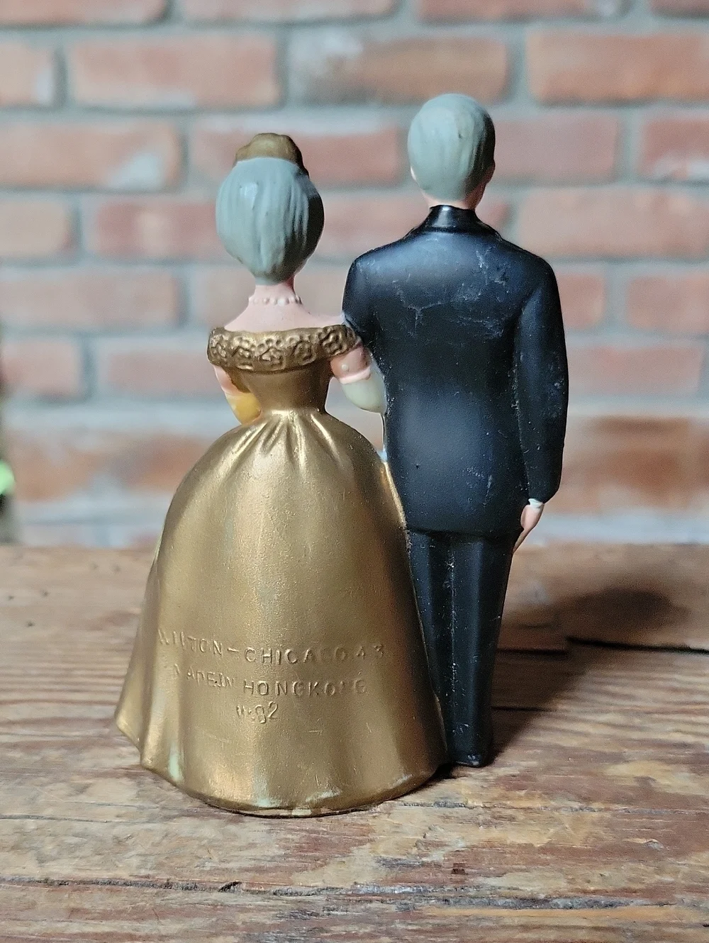 50th Anniversary Vintage 1950's Wilton Gold Bride and Black Groom Cake Topper